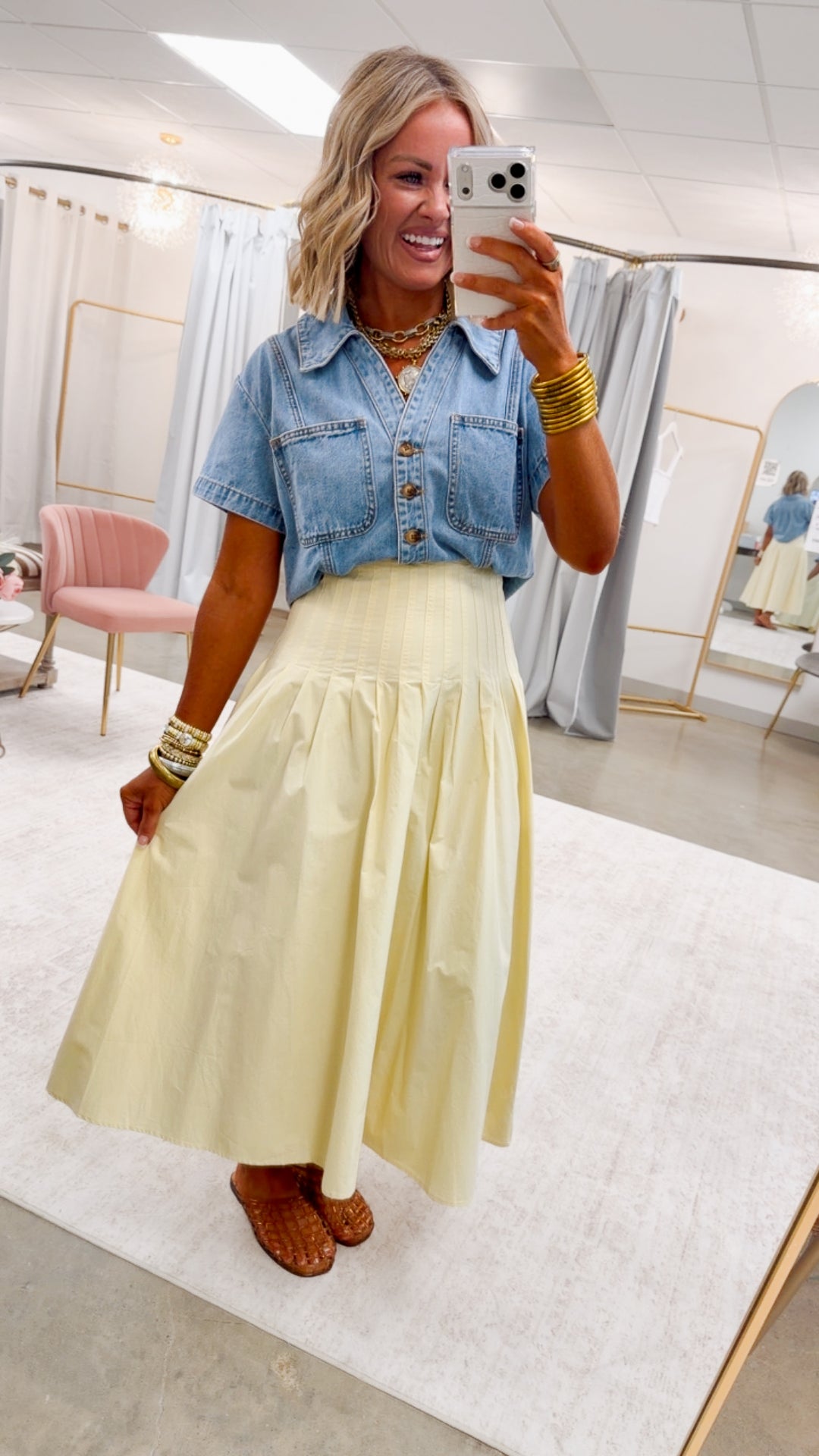 The Harper Poplin Skirt-Lemon