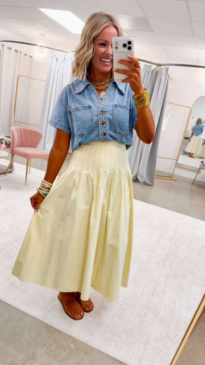 The Harper Poplin Skirt-Lemon