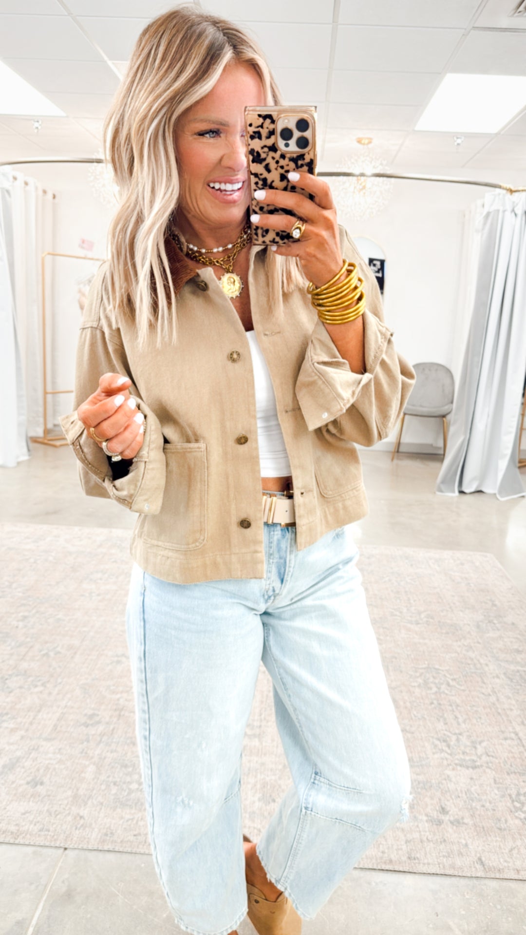 Dakota Cropped Barn Jacket-Taupe