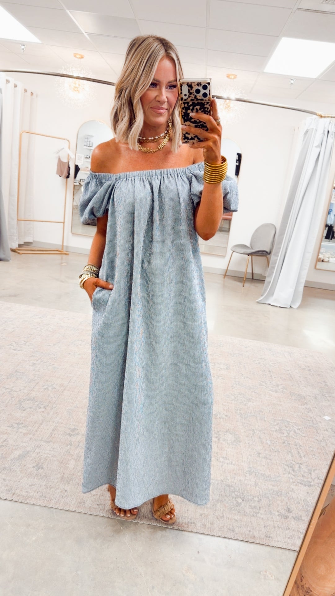 Coastal Gingham Midi Dress