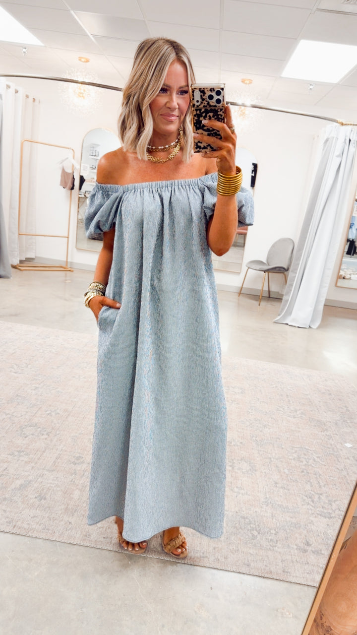 Coastal Gingham Midi Dress