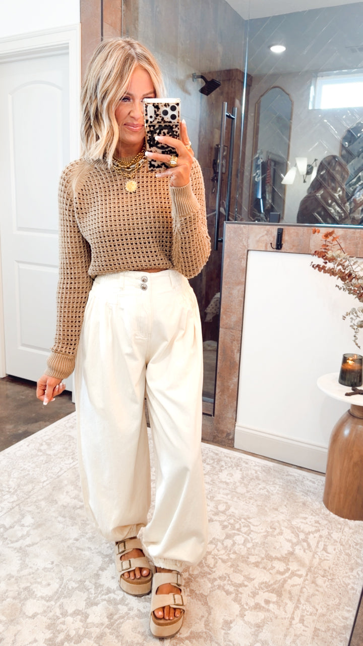 Ledger Crew Neck Sweater-Taupe