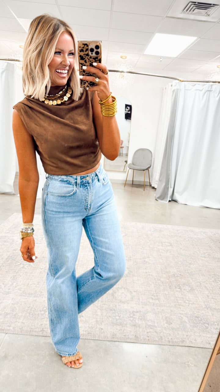 Terra Suede Mock Neck