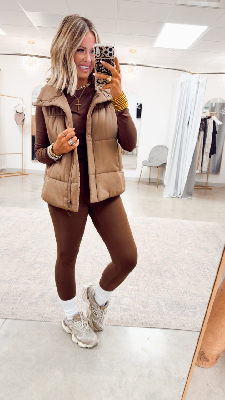 Summit Puffer Vest-Cocoa