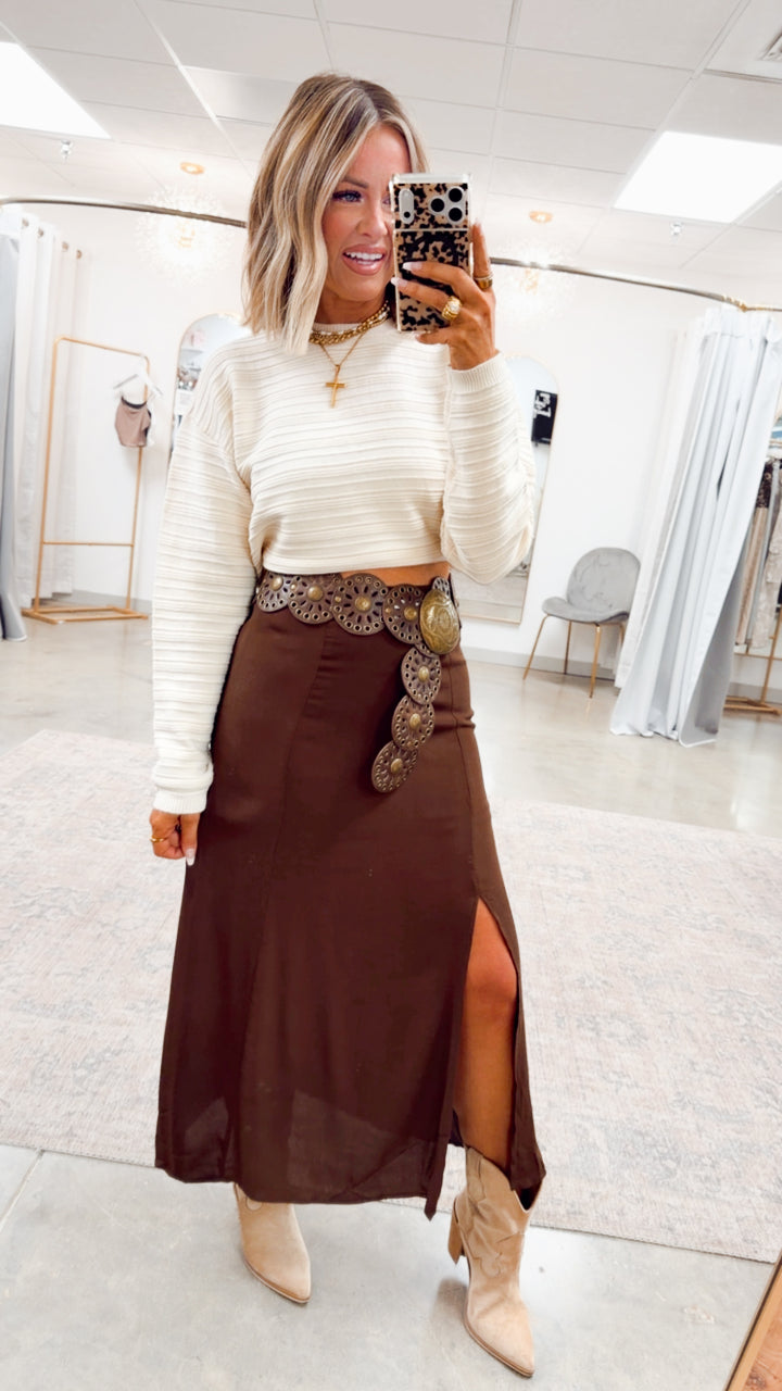 The Marlow Midi Skirt-Brown