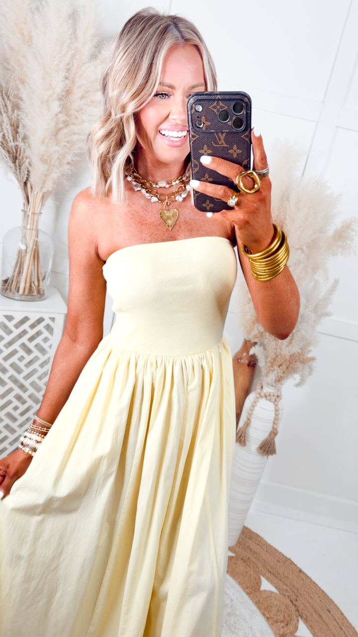 The Tidal Breeze Midi Dress-Pale Yellow