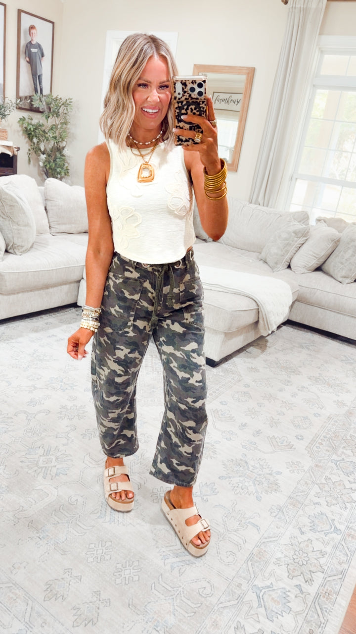 Sweet Stitch Tank-Cream