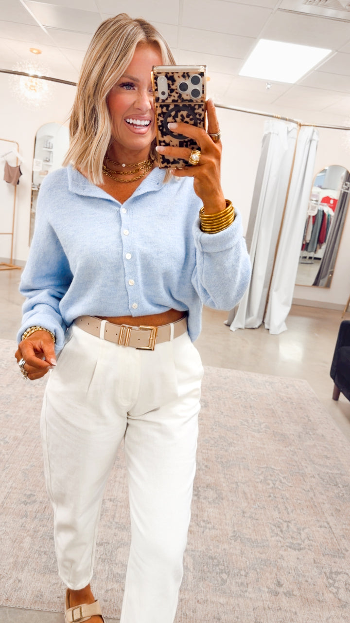 Seaside Stroll Cardigan-Sky Blue