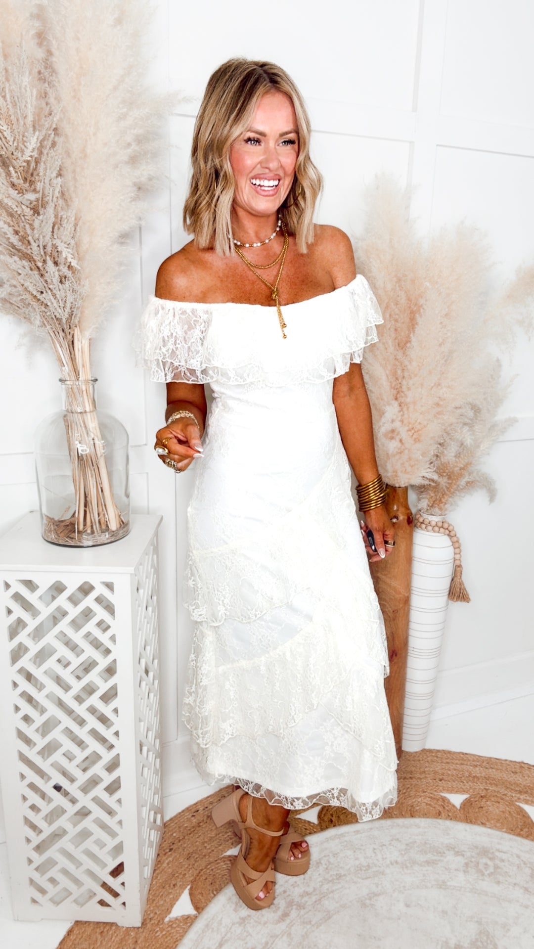 The Enchanted Lace Maxi Dress-Ivory