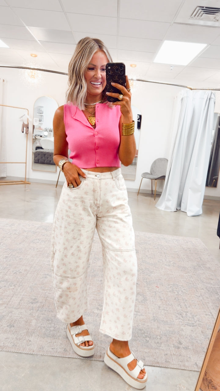 Mia Sleeveless Top-Pink