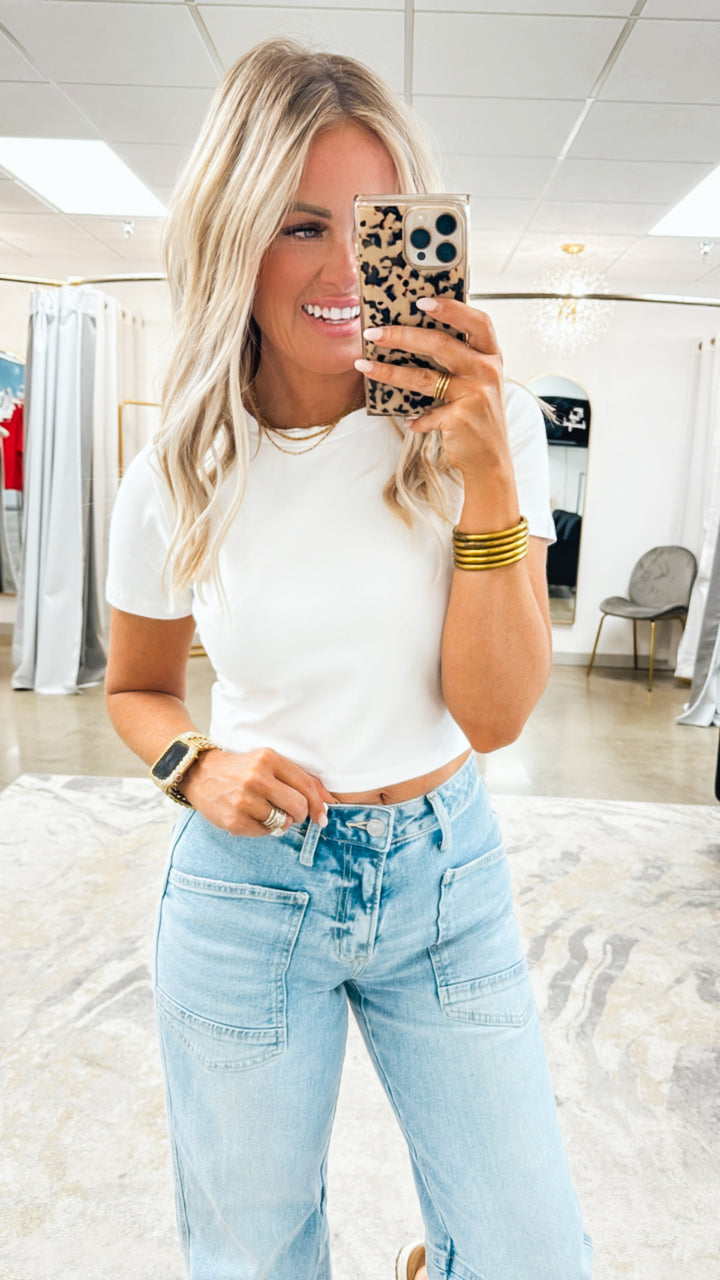 Casual Cropped Top-White