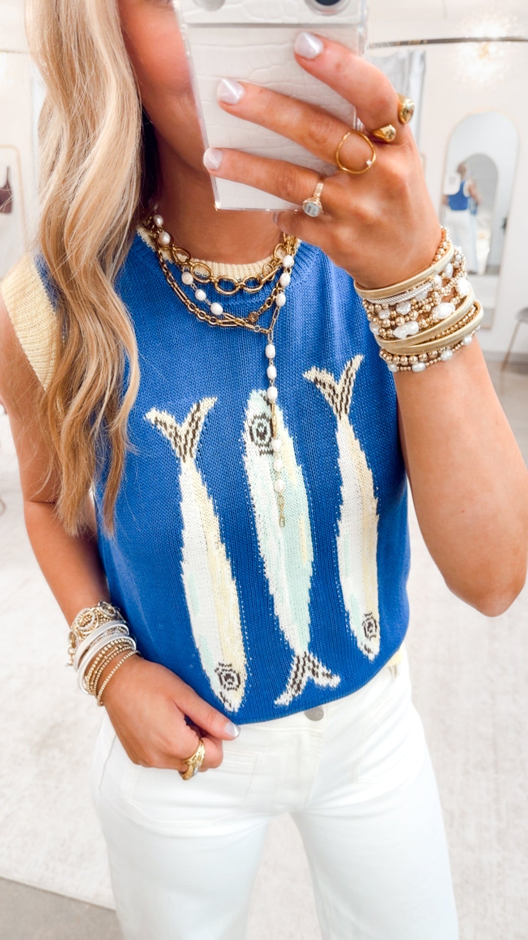 The Reel Cute Tank-Blue