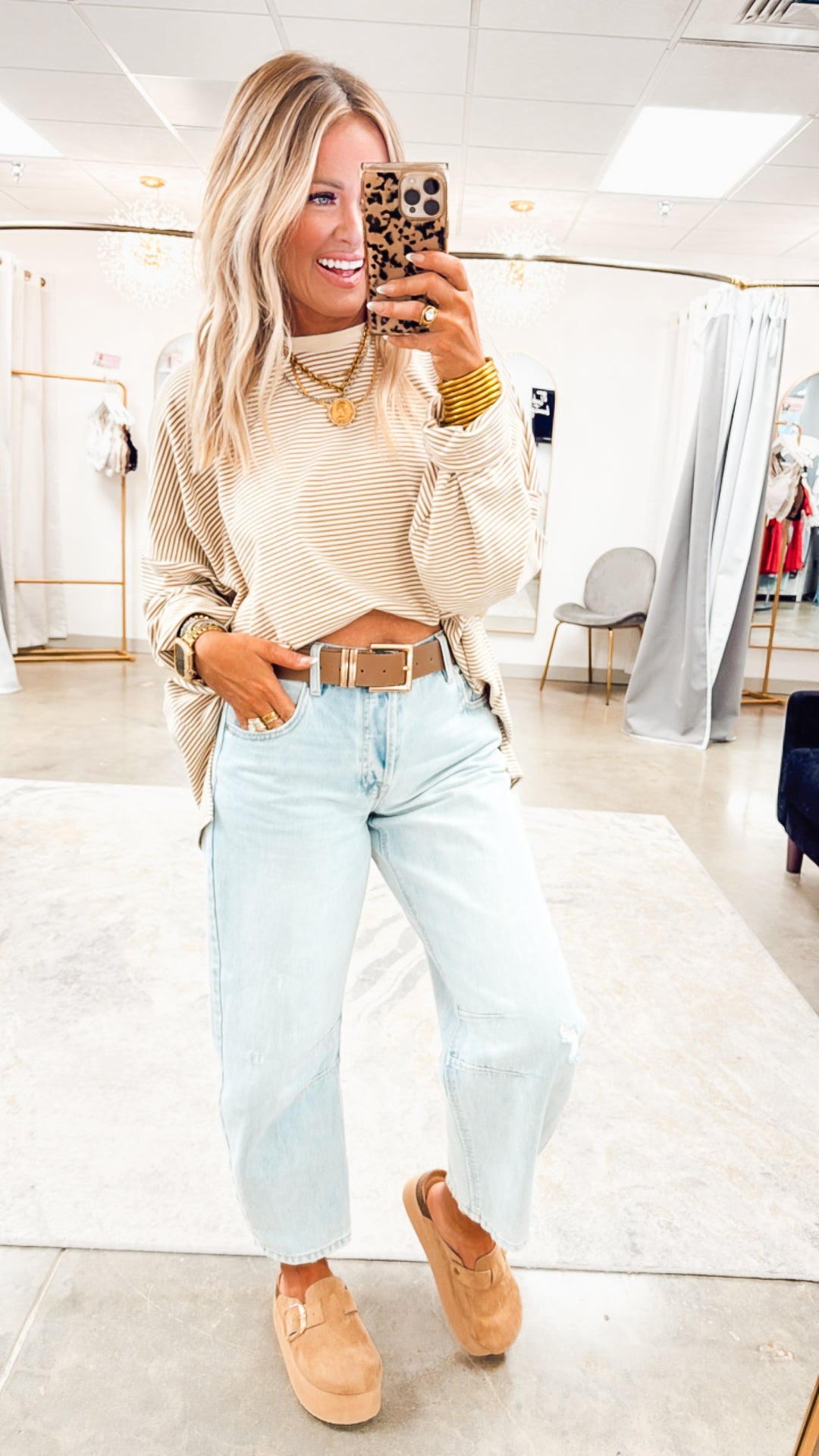 Ember Oversized Top-Beige