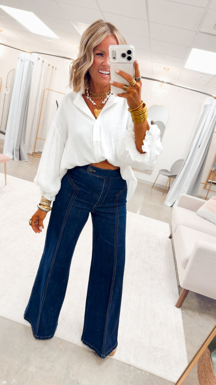 The Lucia Puff Sleeve Blouse-White