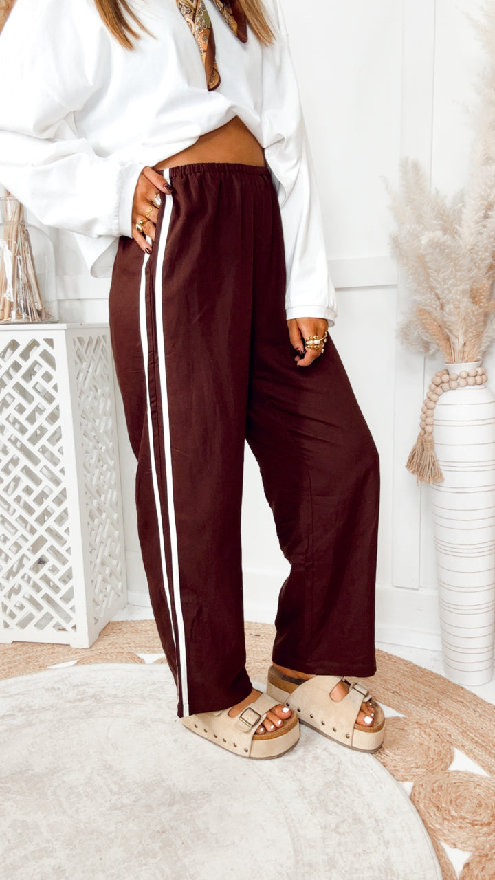 The Gigi Stripe Pants-Espresso