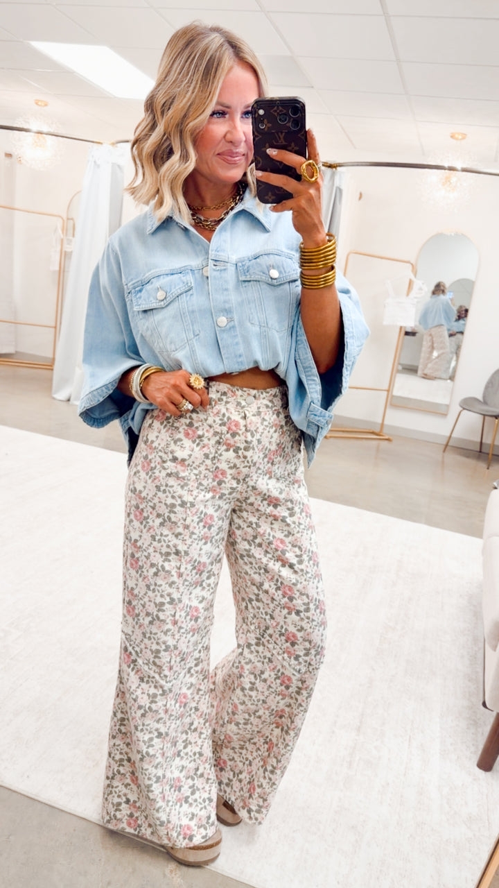 The Denim Drift Poncho Jacket-Light Denim
