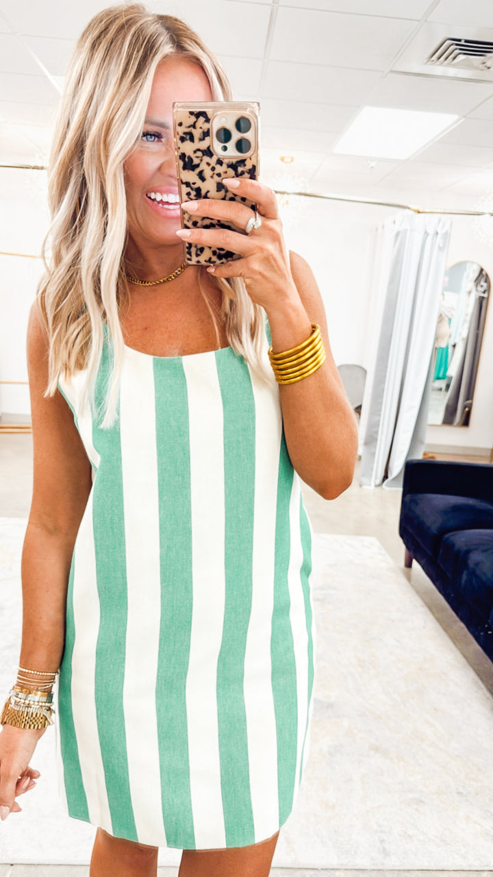 Sunset Stripe Dress-Green