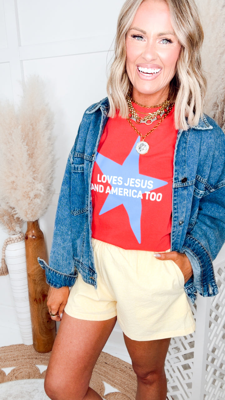 Loves Jesus & America Too Tee