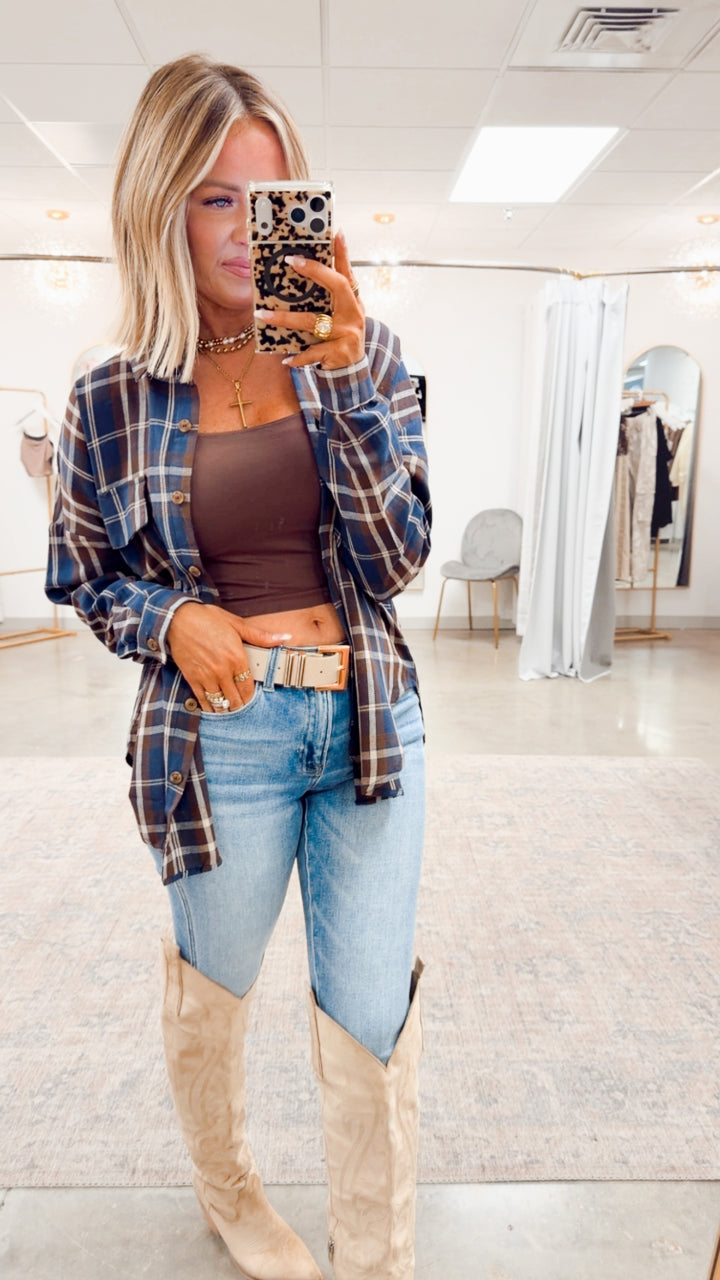 Bristol Plaid Flannel-Navy