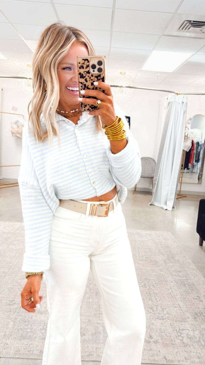 Seaside Stroll Cardigan-Blue Stripe