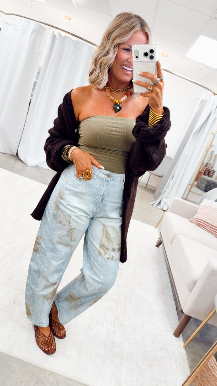 The Lola Ruched Tube Top-Dk Olive