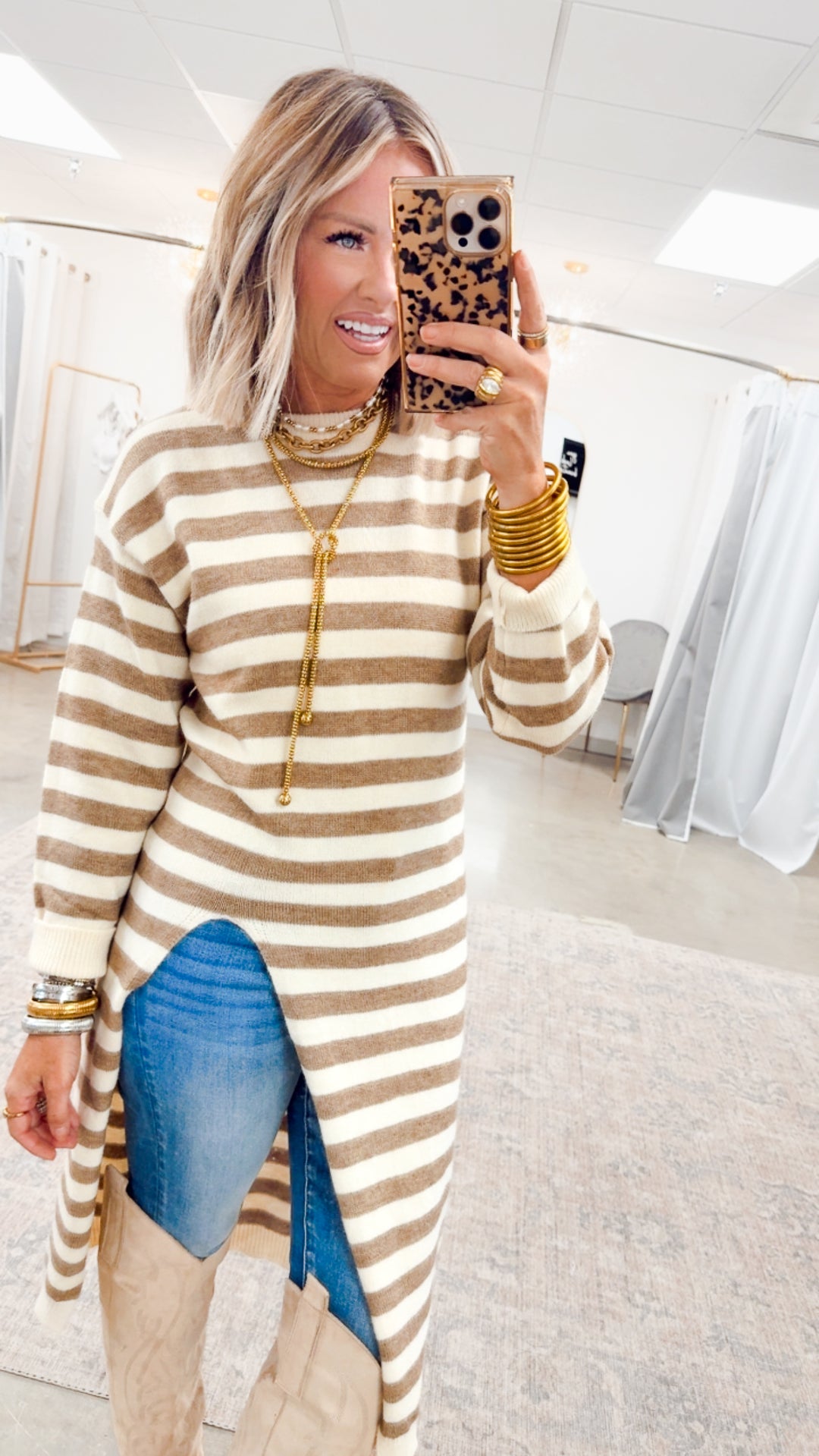 Harbor Breeze Asymmetric Dress-Mocha