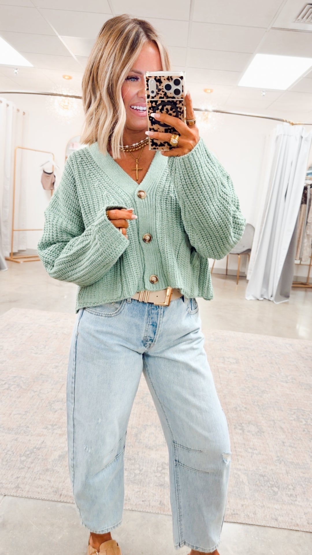 Oversized Ribbed Sweater Cardigan-Dusty Green