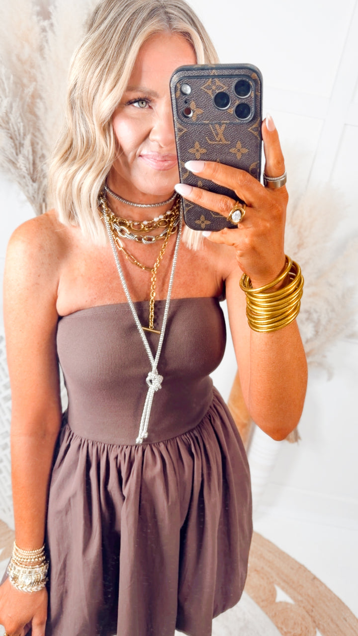 The Sunflare Mini Dress-Chocolate