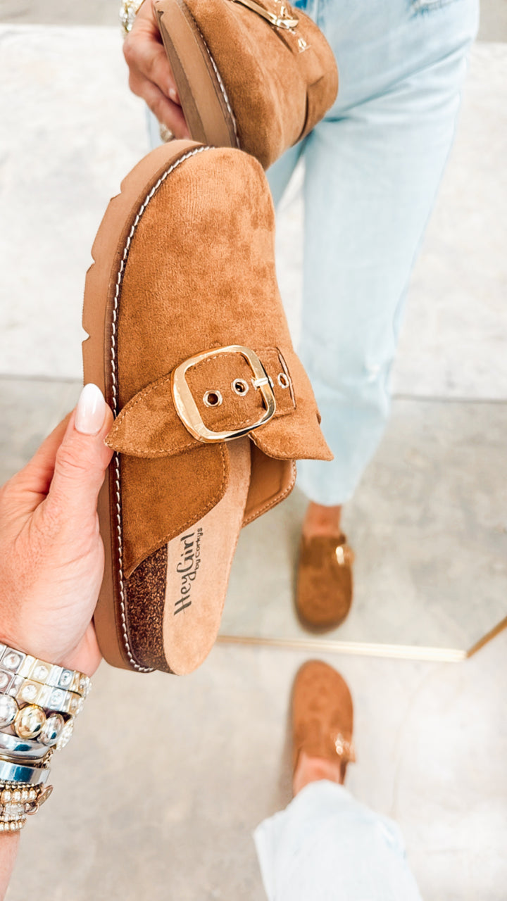 Corkys Daydream Clogs-Tobacco Faux Suede