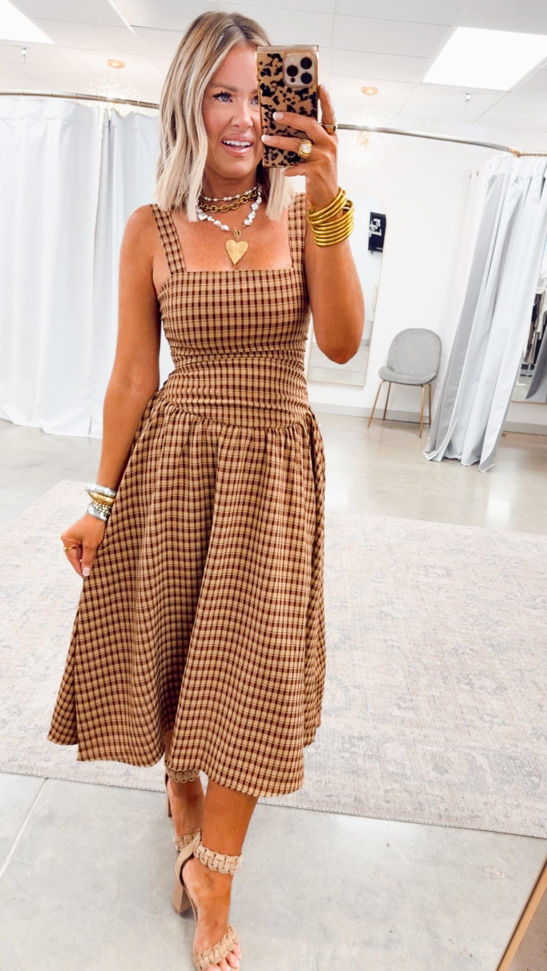 Maisie Plaid Midi Dress