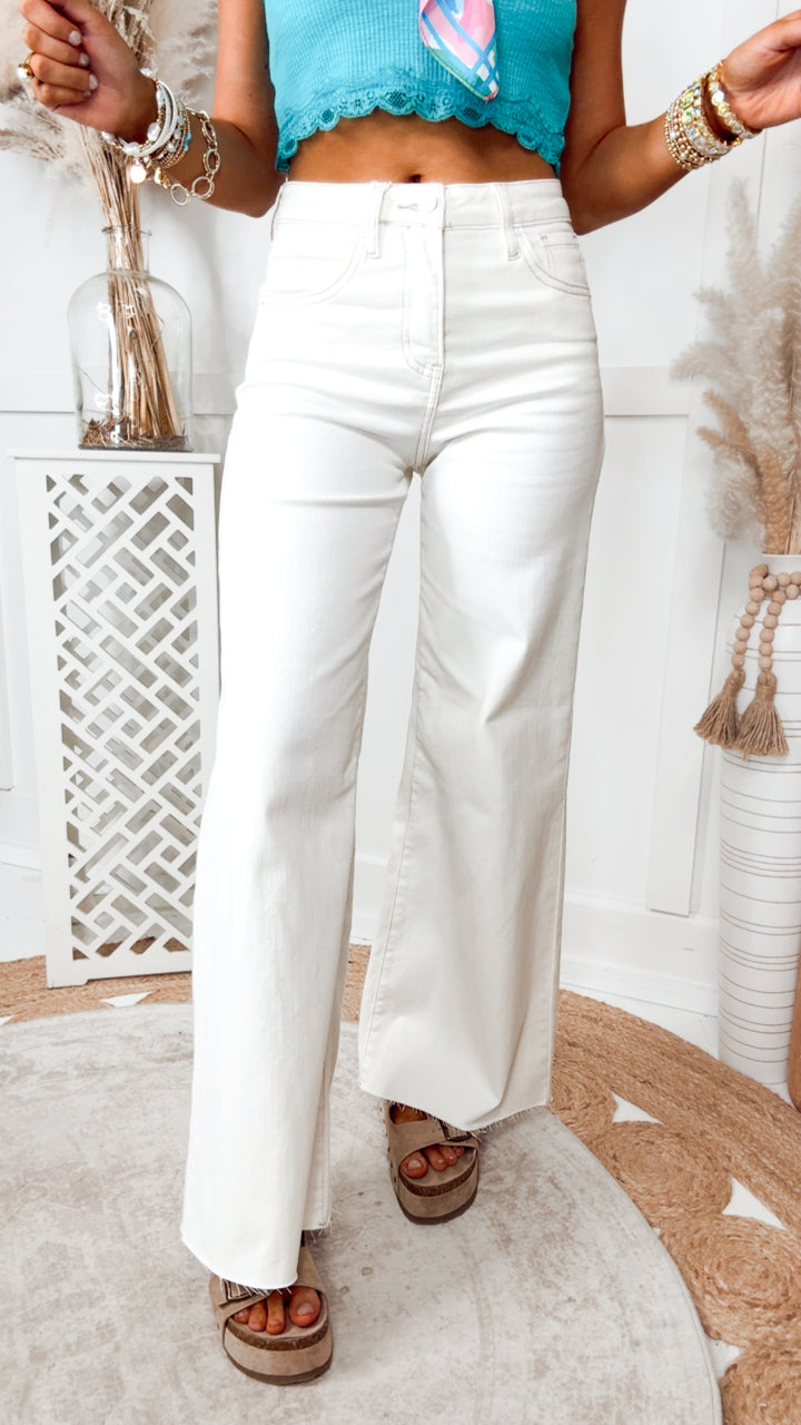 The Dina Wide Leg Jean-Cream