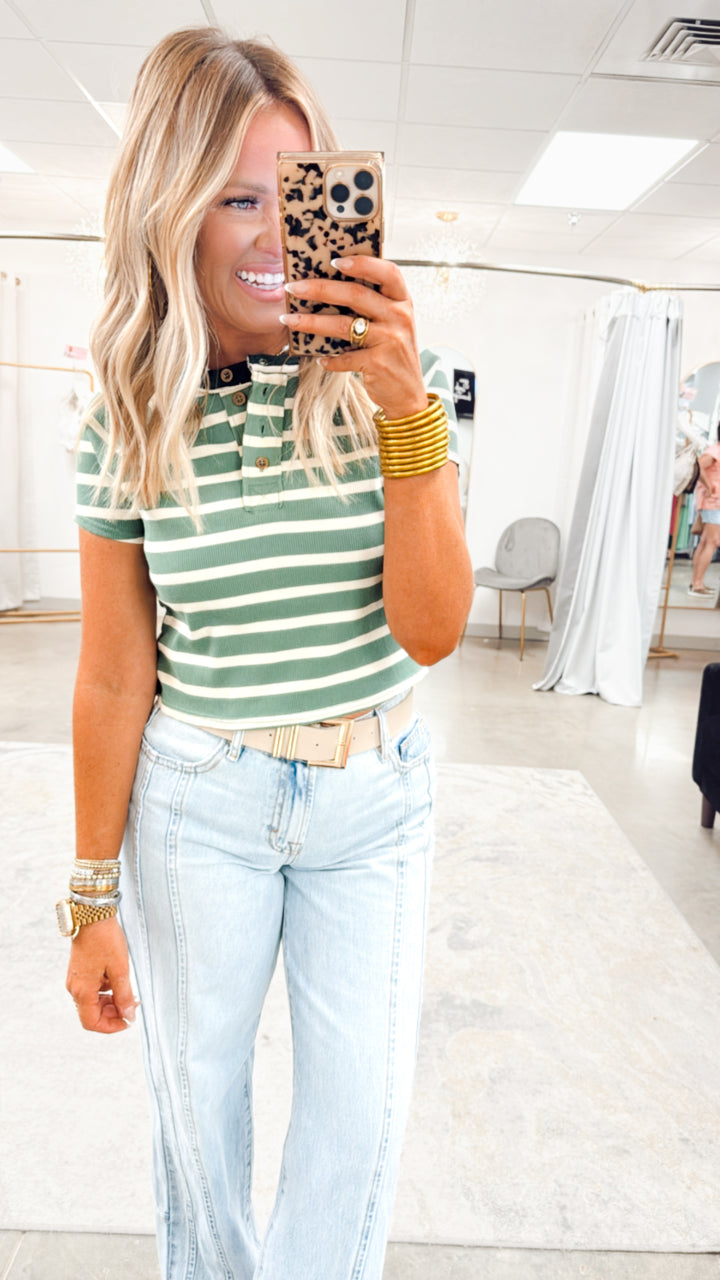 Sage Stripe Top
