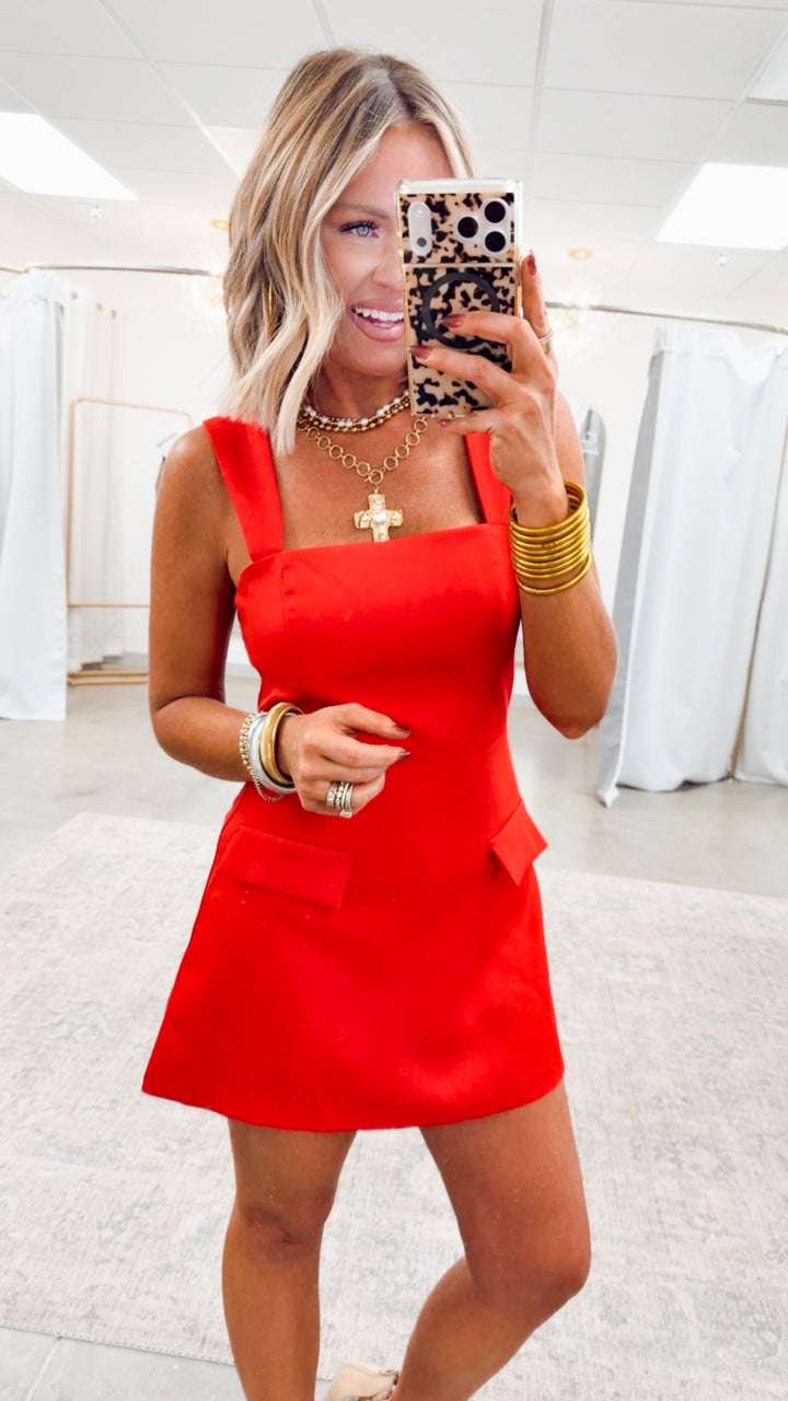 The Tinsel Mini Romper-Red