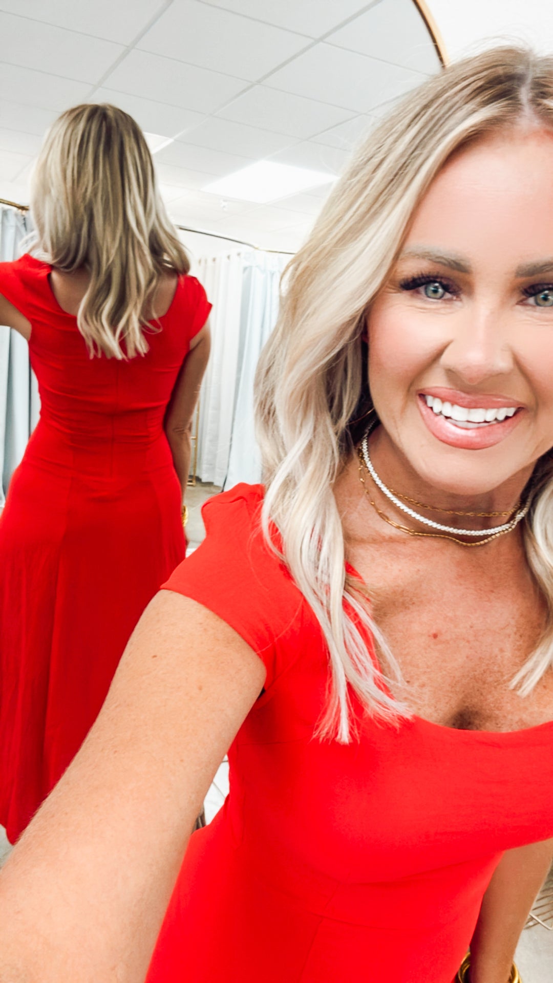The Delaney Slit Midi Dress-Red