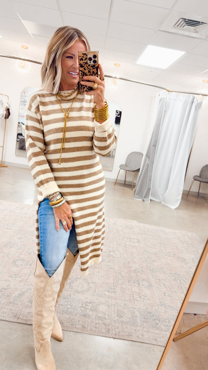 Harbor Breeze Asymmetric Dress-Mocha