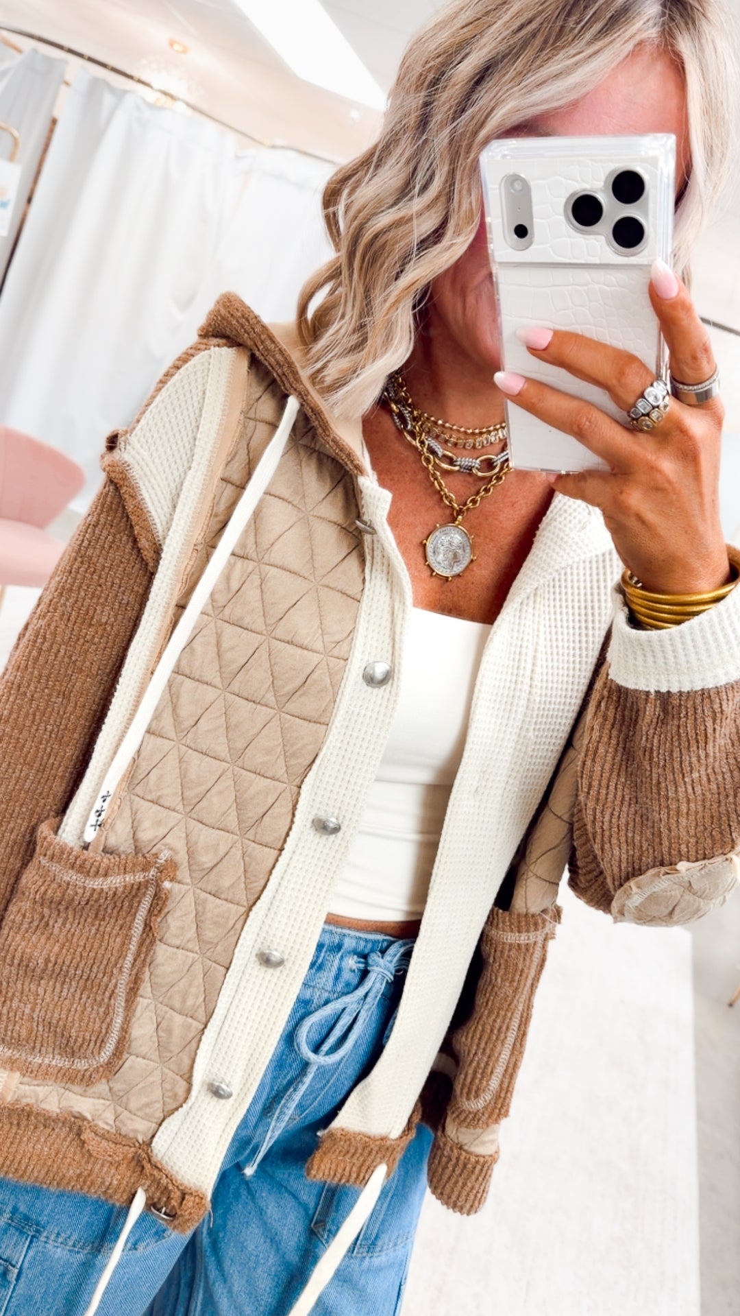 The Ashbury Layered Hoodie Jacket-Oat/Chocolate