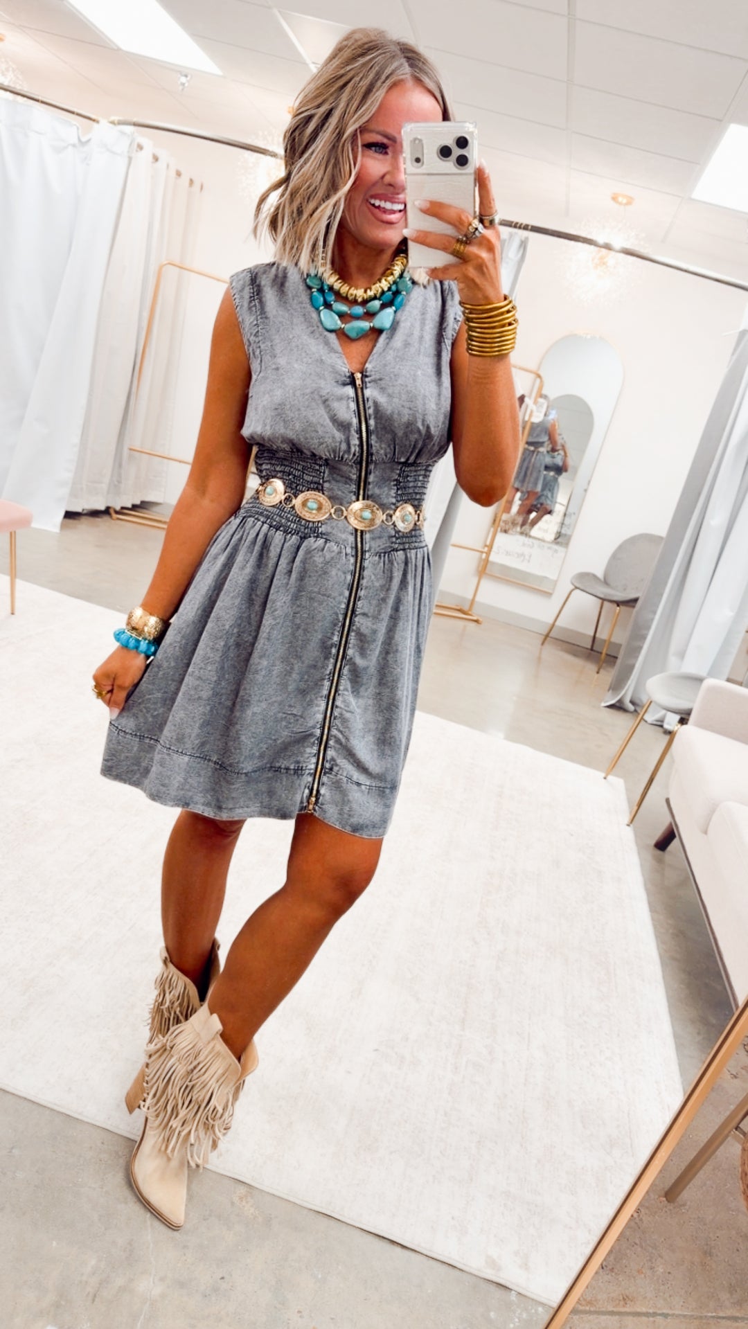 The Laramie Lane Dress-Black Denim