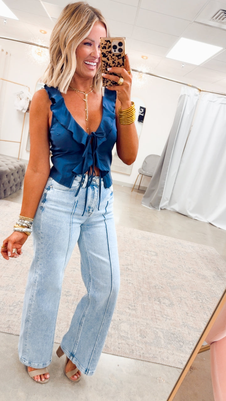 Ryder Ruffle Front Tie Top