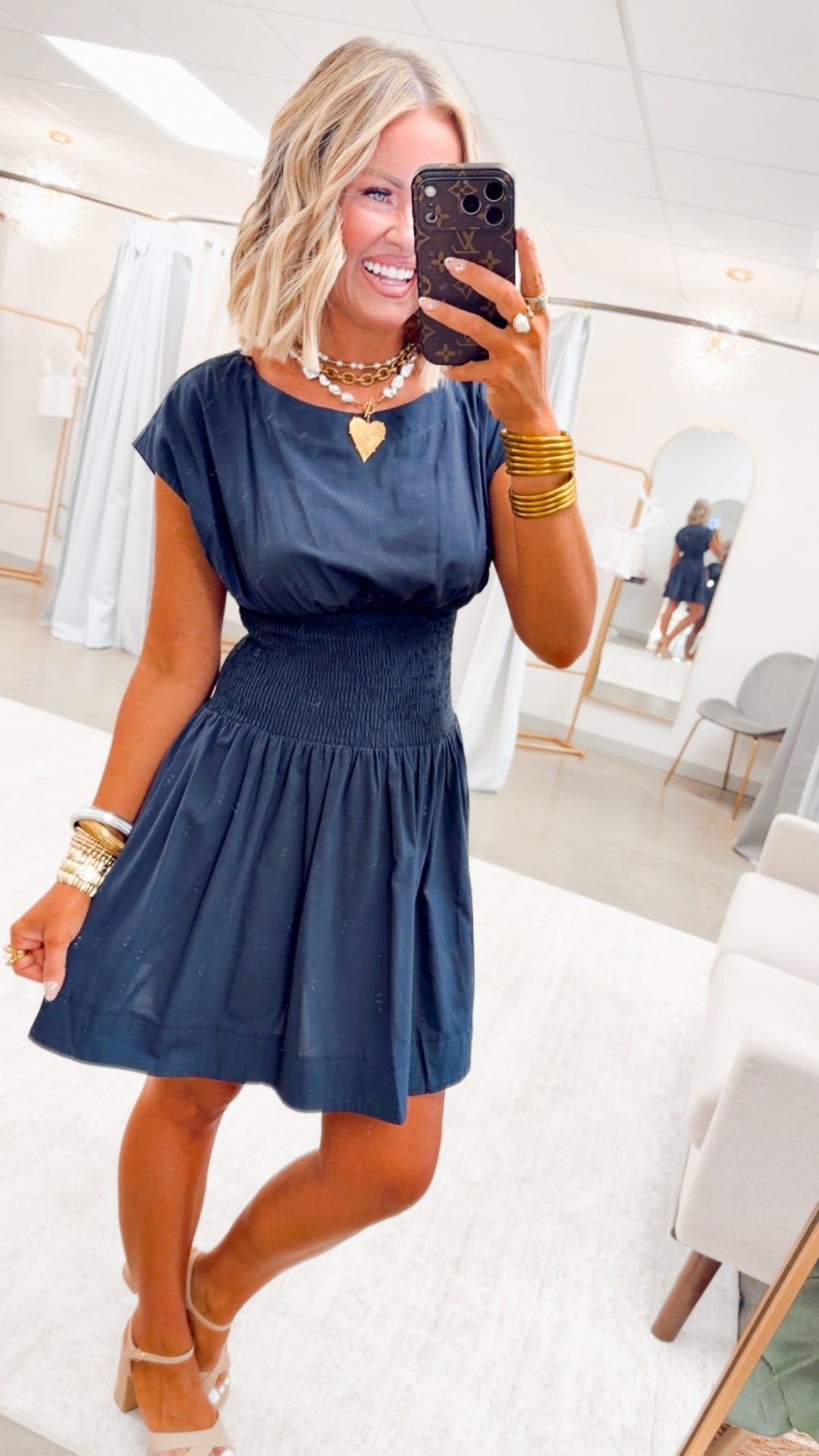 The Elin Poplin Dress-Midnight