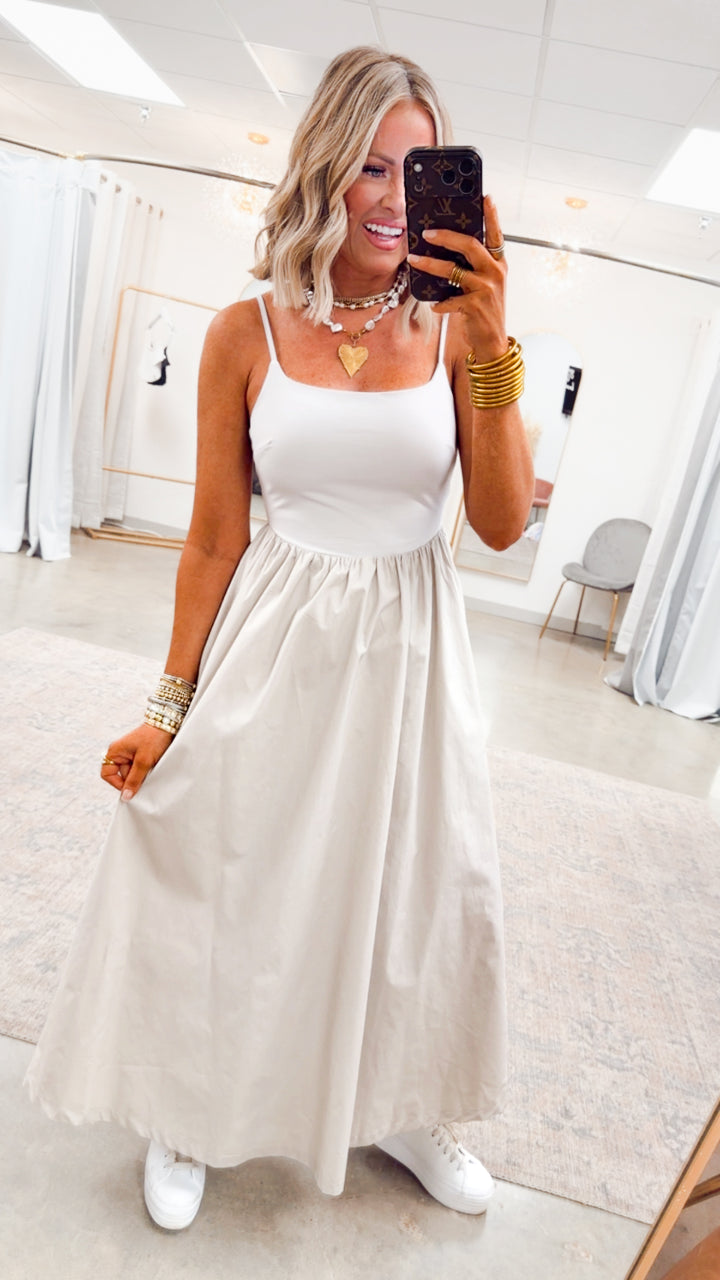 Everyday Elegance Midi Dress-Stone