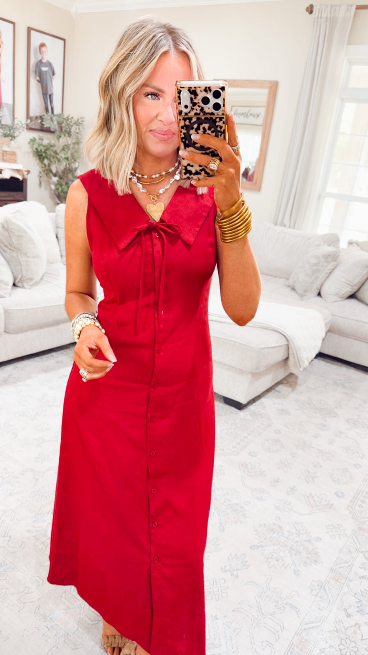 The Claire Midi Dress-Burgundy