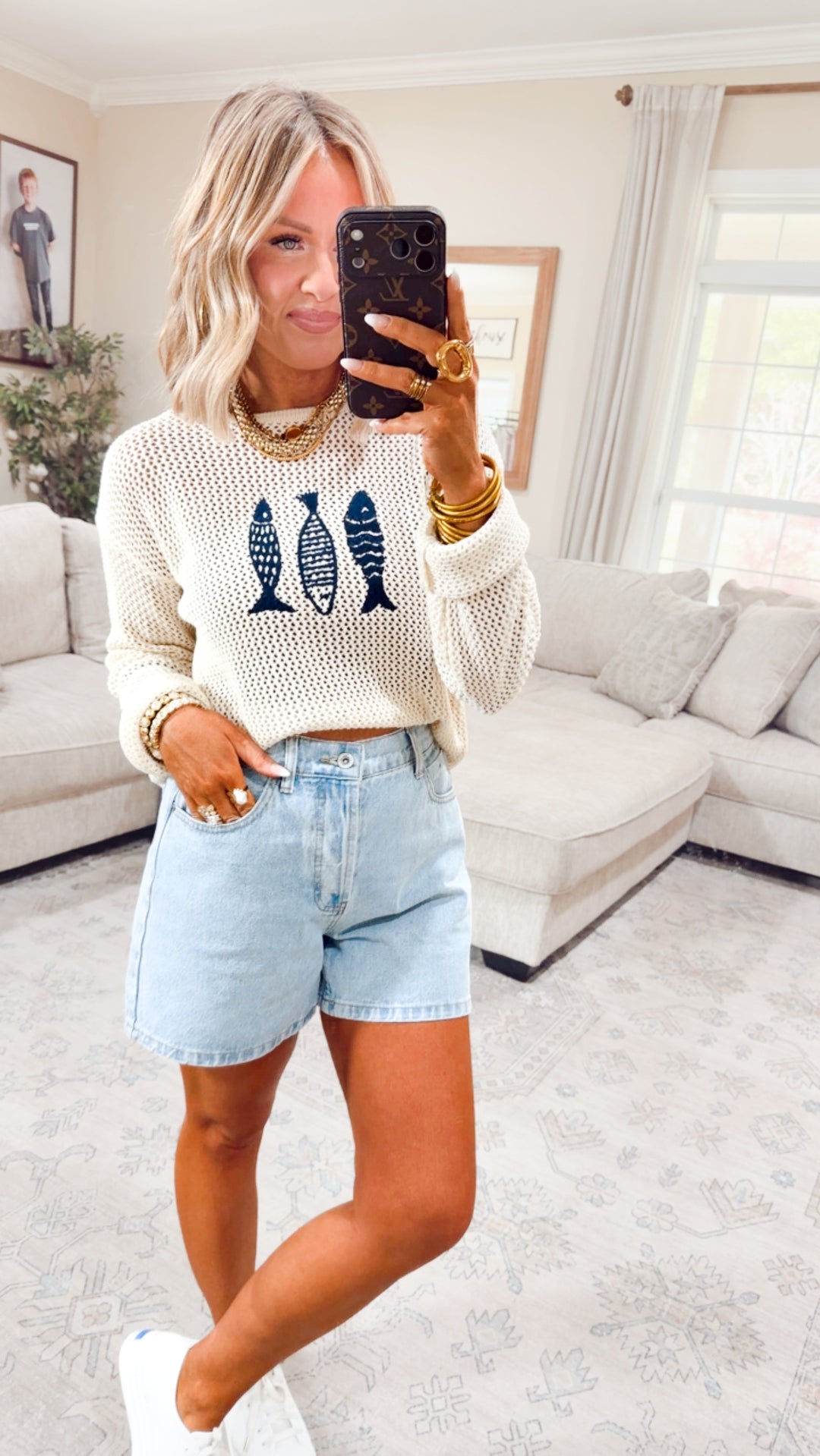 Fish Trio Mesh Sweater
