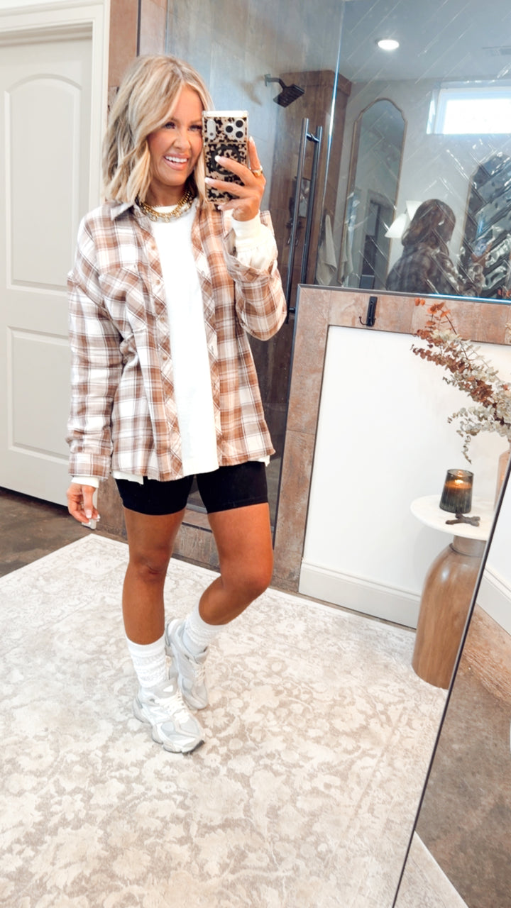 Mocha Flannel Top