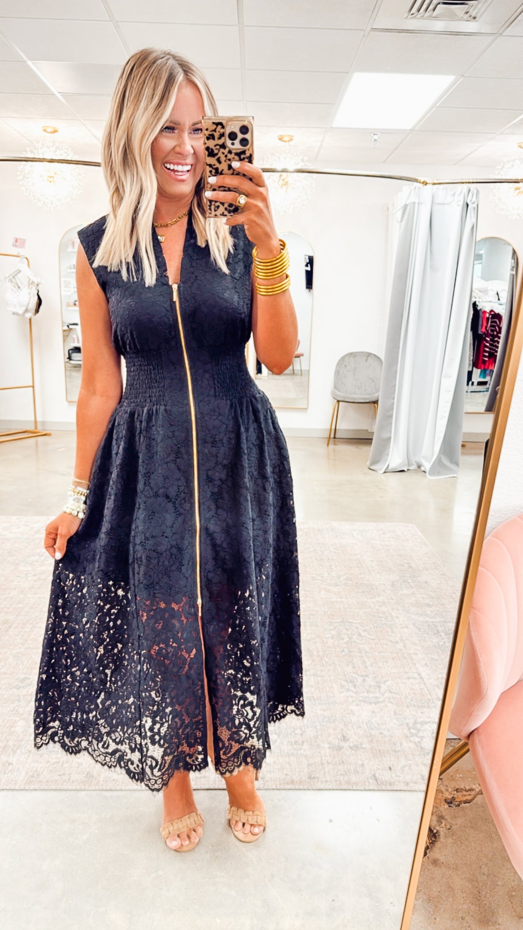 Jackie Lace Midi Dress-Black