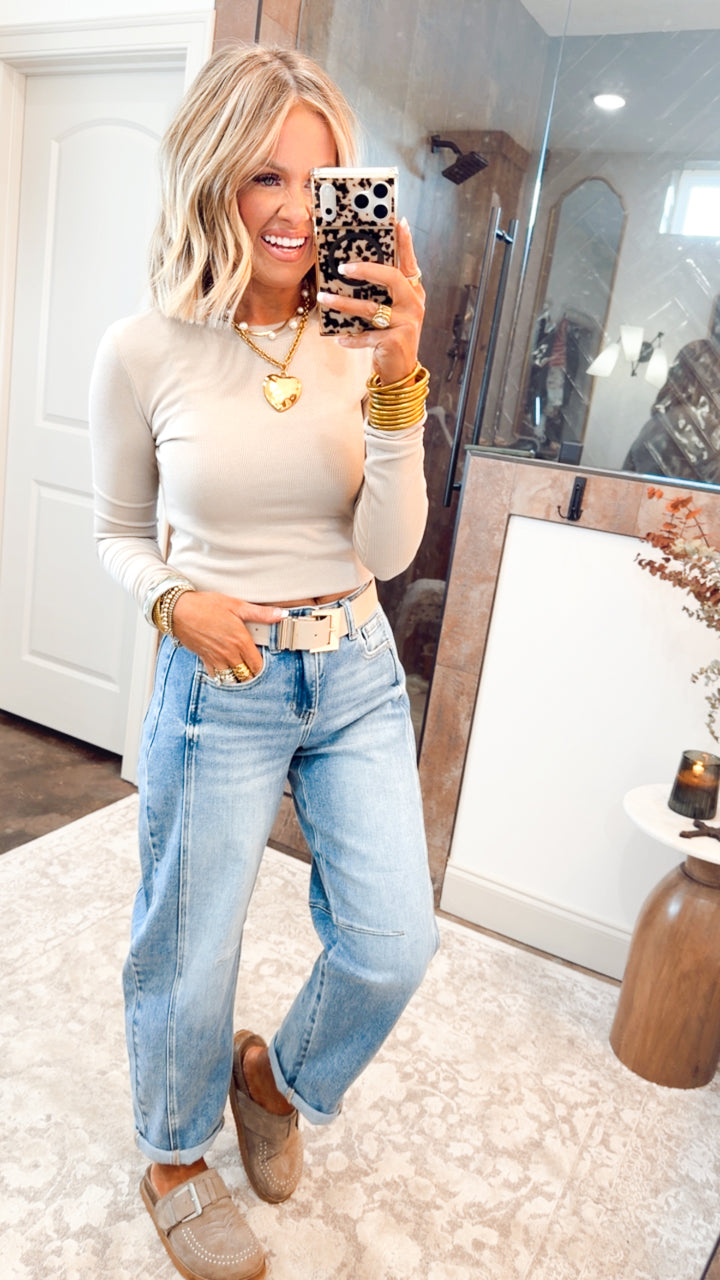 Round Neck Fitted Ribbed Top-Shell