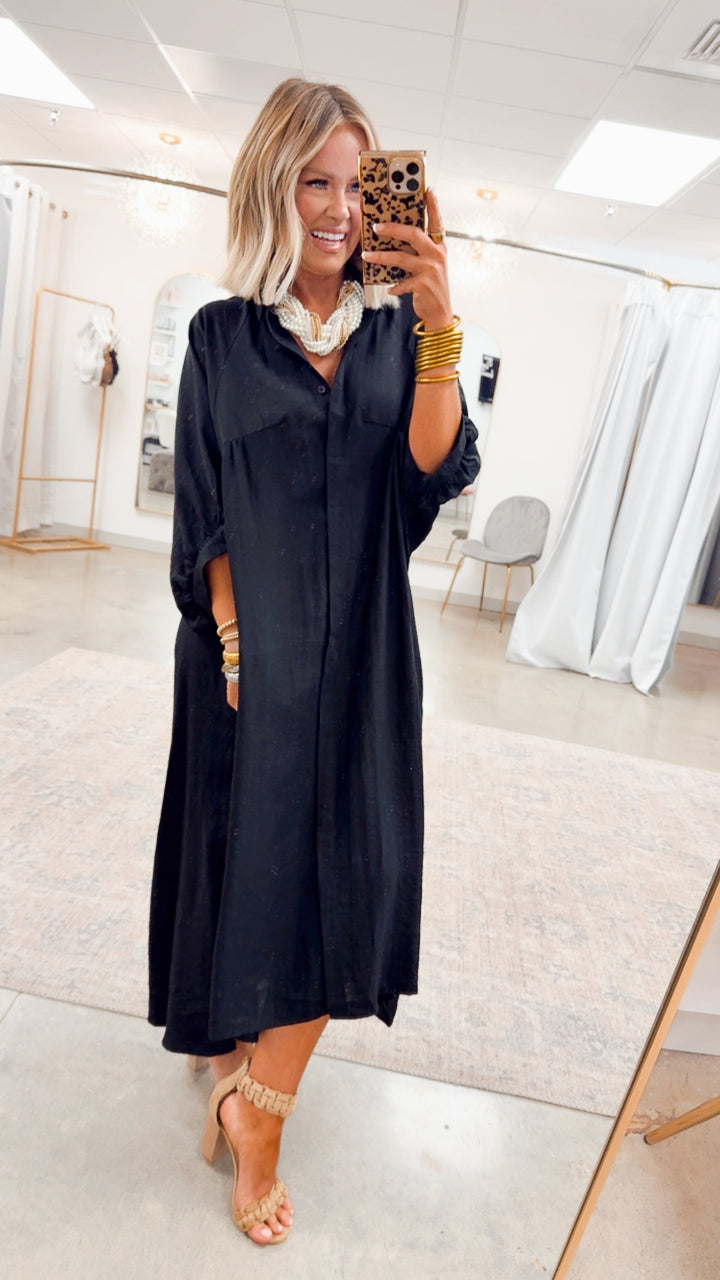 The Haven High-Low Shirt Dress-Black