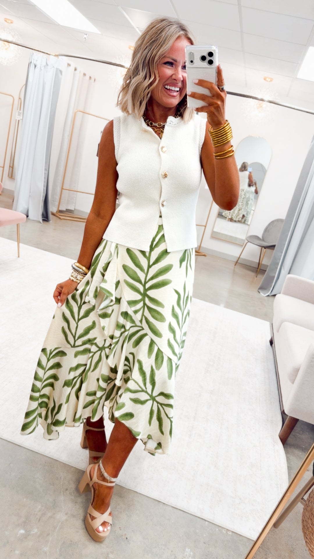 Olive Fern Maxi Skirt