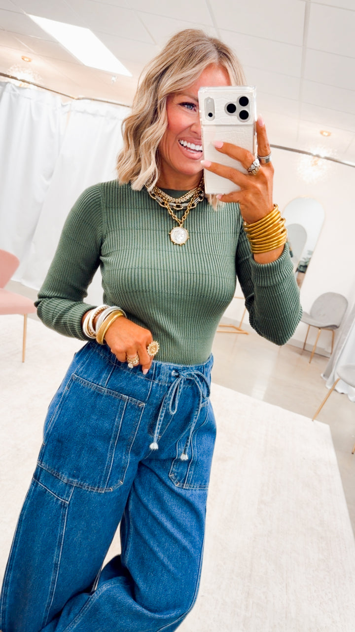 The Pretty Lines Sweater-Moss