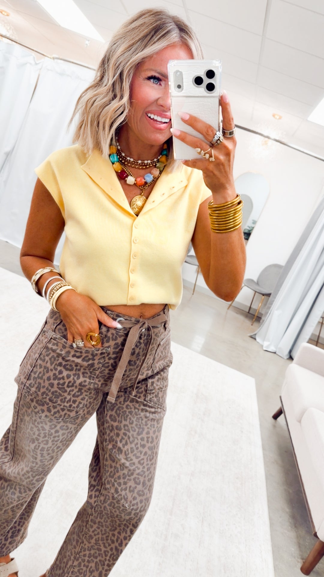 Emilie Mock Neck Top-Lemon