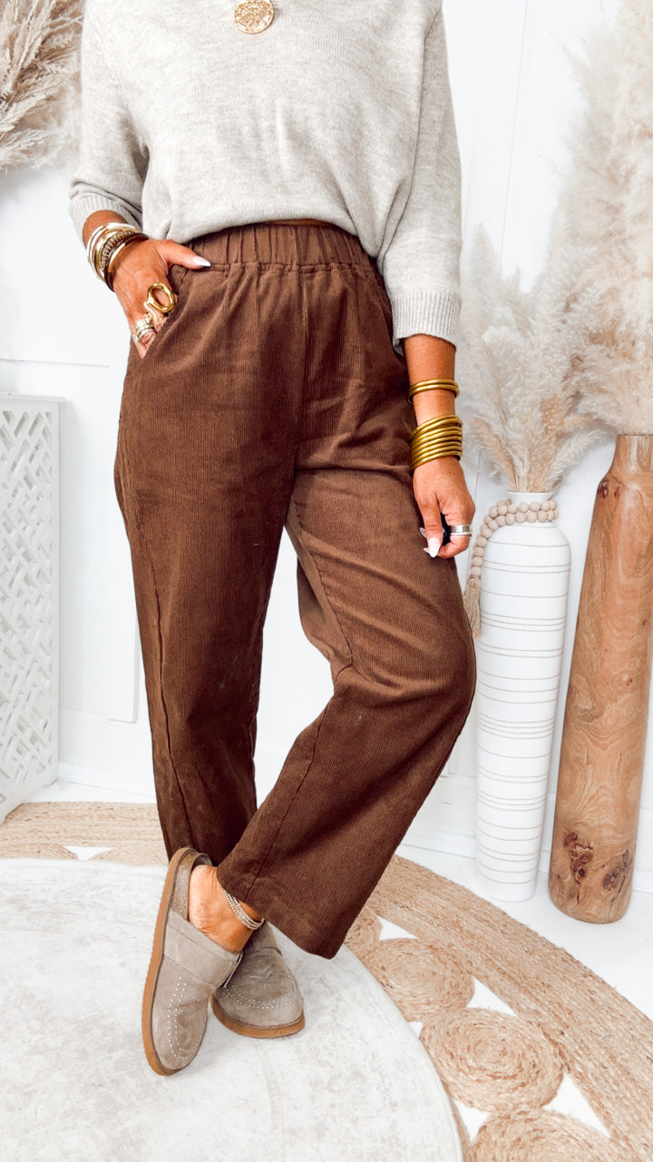 The Corduroy Barrel Pants-Chocolate